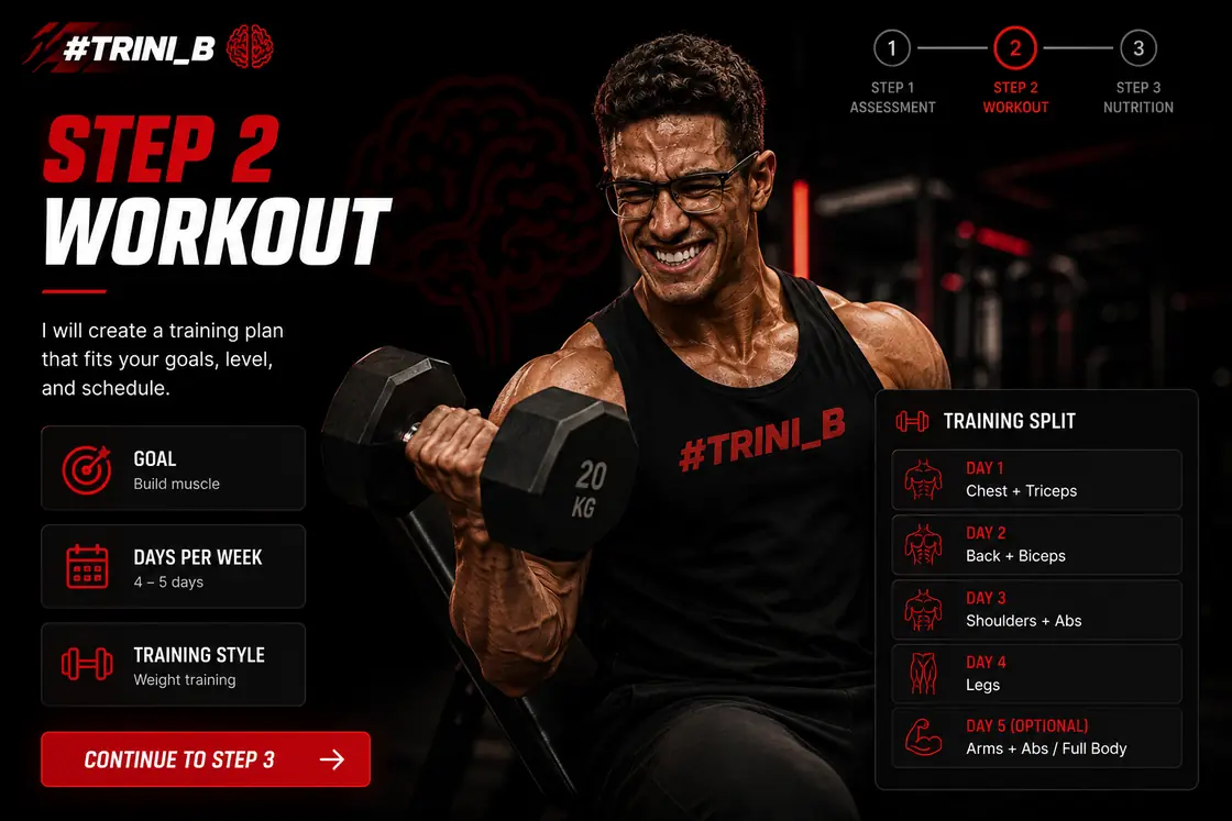 Step 2 — training split screen