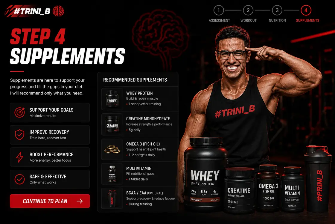 Step 4 — recommended supplements screen